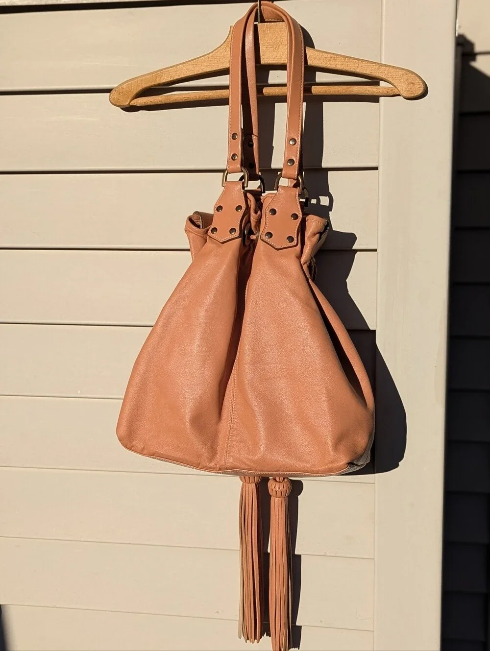 Mulberry | Rare 2010 Leah Slouch Hobo Bag Leather Apricot Rose Gold Hardware